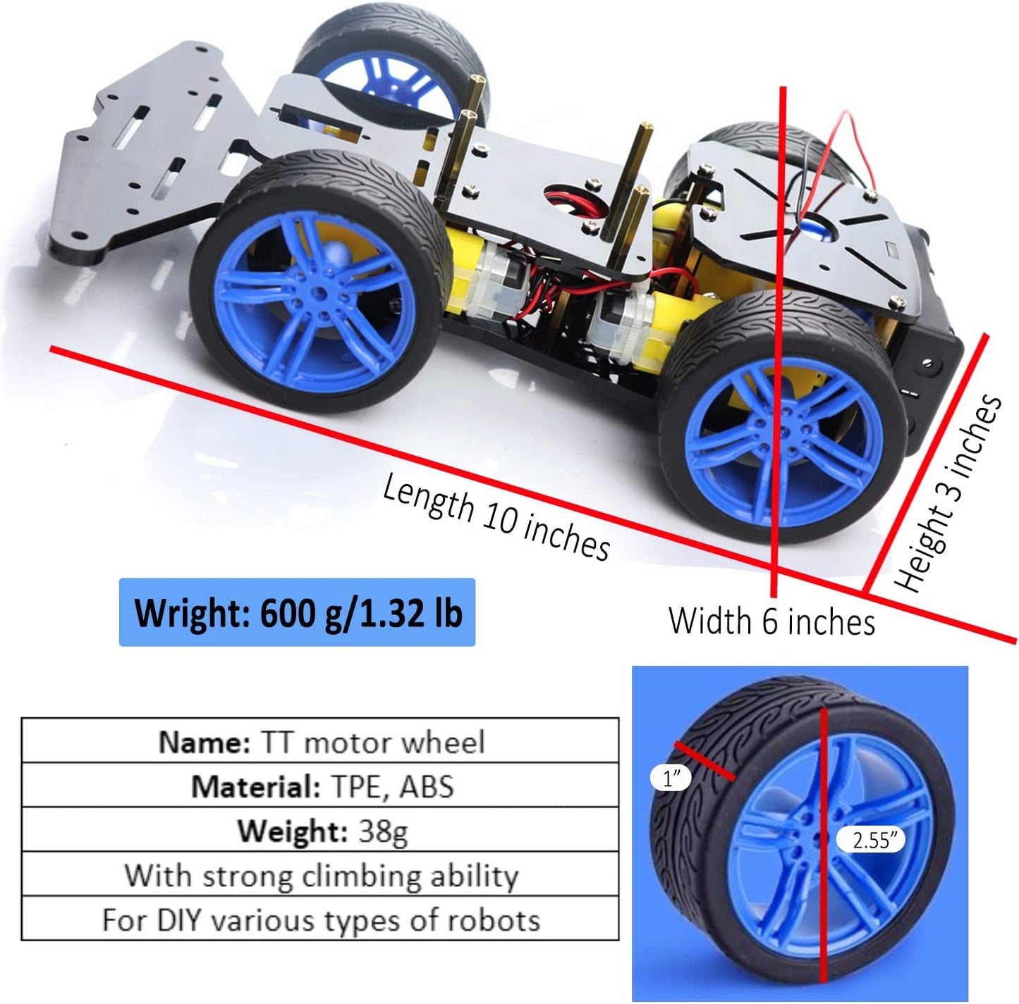 4WD Robot Car chassis Kit - Cokoino