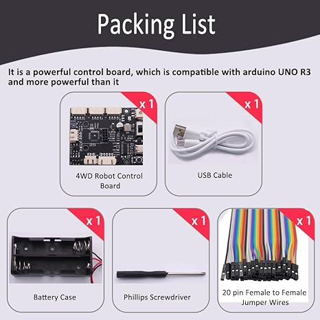 4WD Robot Control Board for Arduino UNO R3 with Buzzer, IR Infrared Receiver and DRV8833 Motor Driver