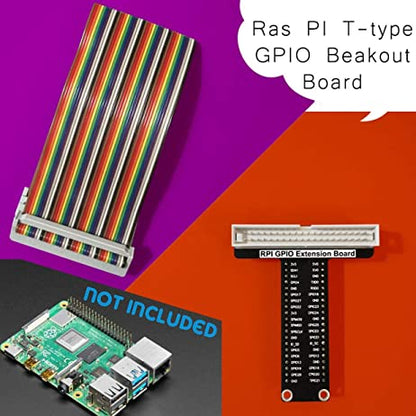 for Raspberry Pi GPIO Breakout, T-Type GPIO Expansion Board+830 Points Solderless Breadboard+65pcs Jumper Cables+40pin Rainbow Ribbon Cable - Cokoino