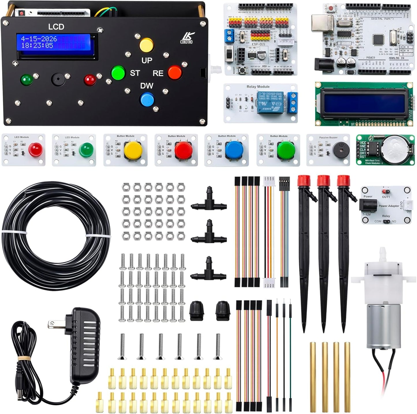 Plant Watering System with Timer Alarm & Multiple Sensors, STEM Learning DIY Electronics Project Kit - Cokoino