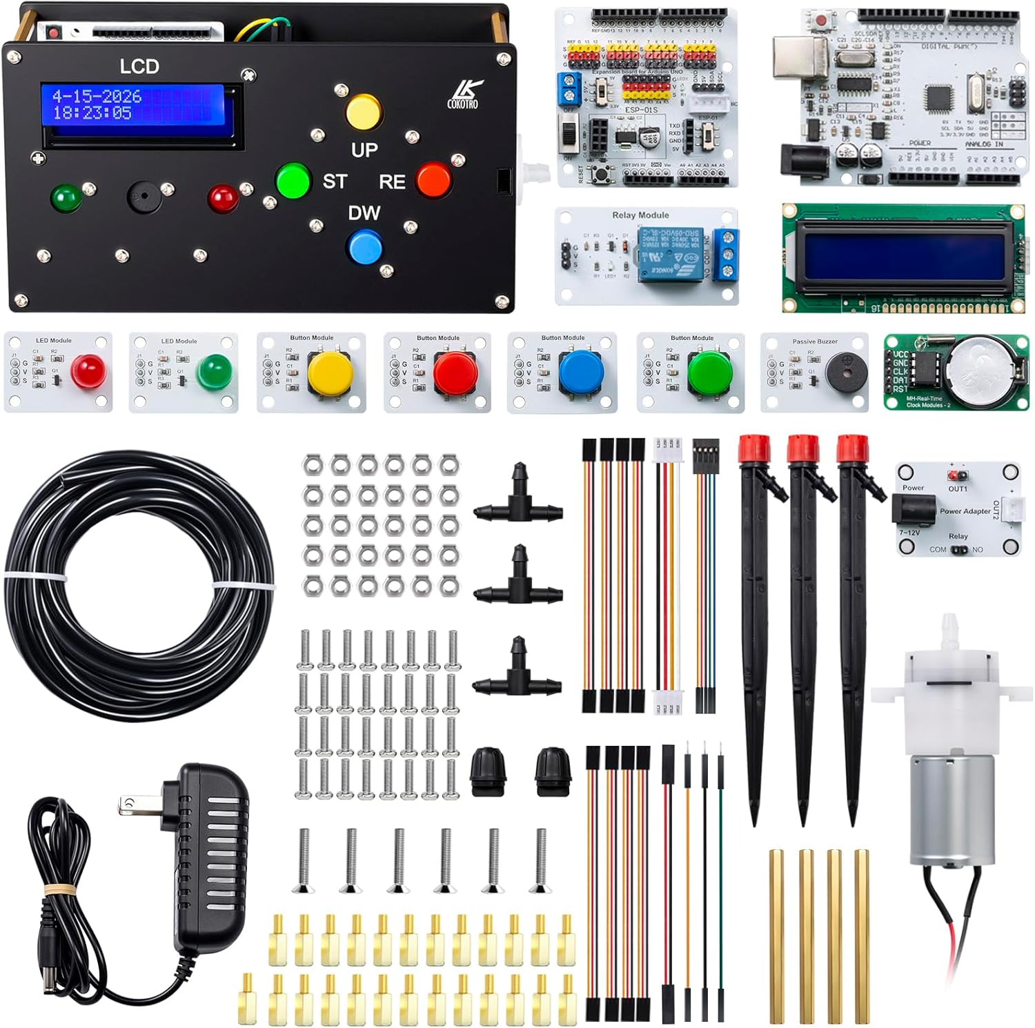 Plant Watering System with Timer Alarm & Multiple Sensors, STEM Learning DIY Electronics Project Kit - Cokoino