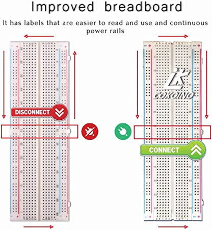 for Raspberry Pi GPIO Breakout, T-Type GPIO Expansion Board+830 Points Solderless Breadboard+65pcs Jumper Cables+40pin Rainbow Ribbon Cable - Cokoino