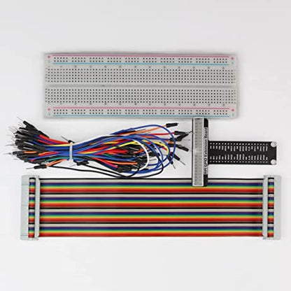 for Raspberry Pi GPIO Breakout, T-Type GPIO Expansion Board+830 Points Solderless Breadboard+65pcs Jumper Cables+40pin Rainbow Ribbon Cable - Cokoino