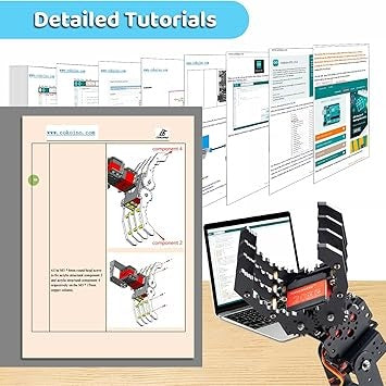 6DOF Metal Robot Arm Kit for Arduino, DIY Mechanical Robotic Arm - Cokoino