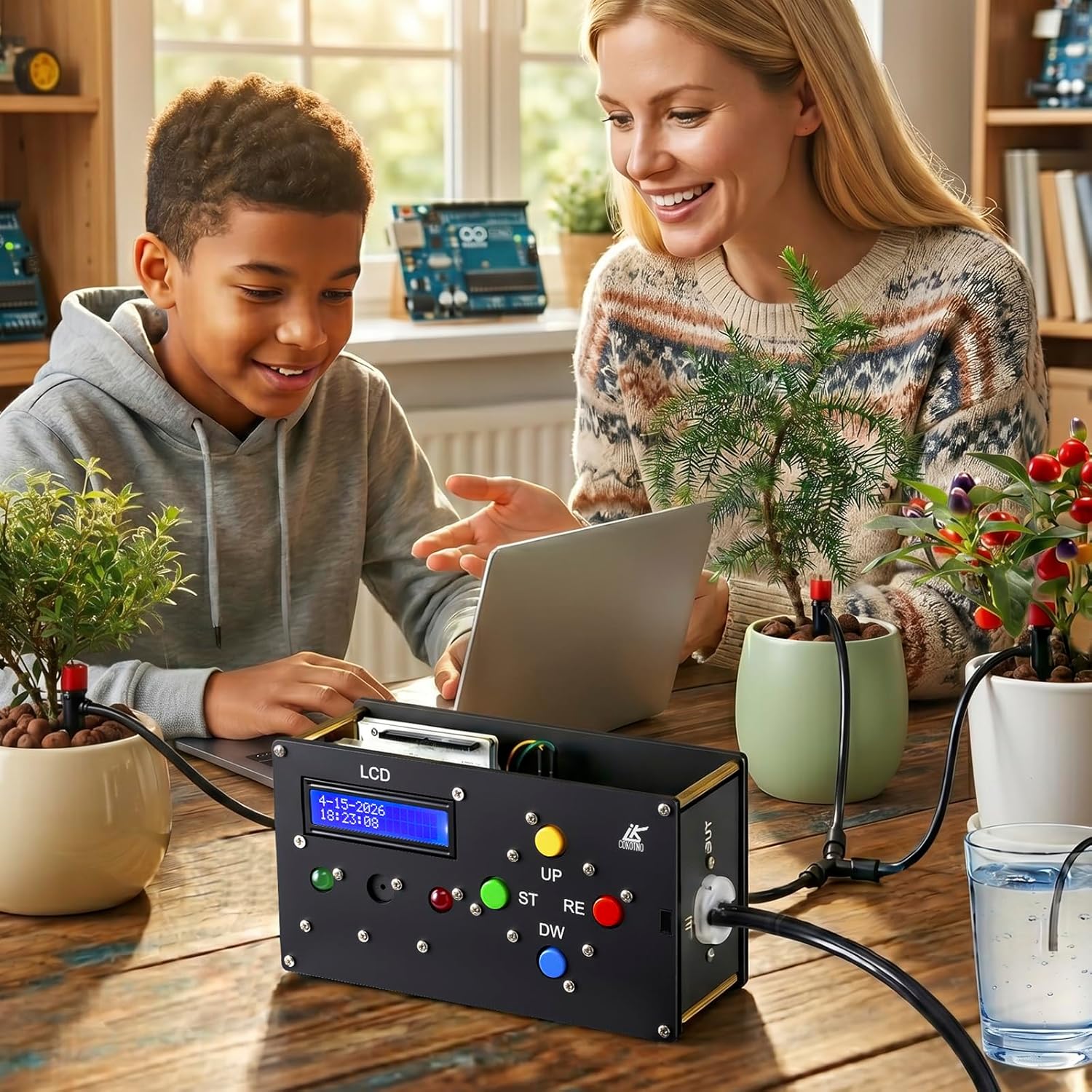 Plant Watering System with Timer Alarm & Multiple Sensors, STEM Learning DIY Electronics Project Kit - Cokoino