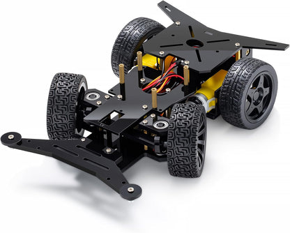 Rear-Wheel Drive Robot Car Chassis Kit with Servo, TT Motors, Wheels and Case for Arduino UNO R3/UNO R4/Leonardo and Raspberry Pi 5/4B/3B+/3B/ 2B/ 1B+ - Cokoino