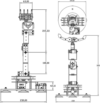 6DOF Metal Robot Arm Kit for Arduino, DIY Mechanical Robotic Arm - Cokoino
